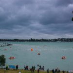 Competing in the Auckland Harbour Swim Competing in the Auckland Harbour Swim