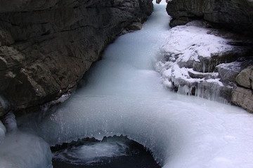 Frozen River in Maligne Canyon
