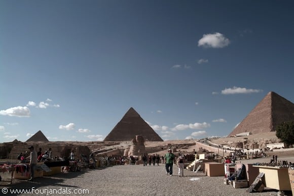 Sphinx and the Giza Pyramids in Cairo Egypt