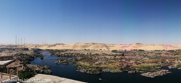 The River Nile Panorama in Aswan Egypt