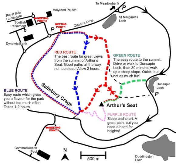 Arthurs Seat Walking Route Map by Geowalks