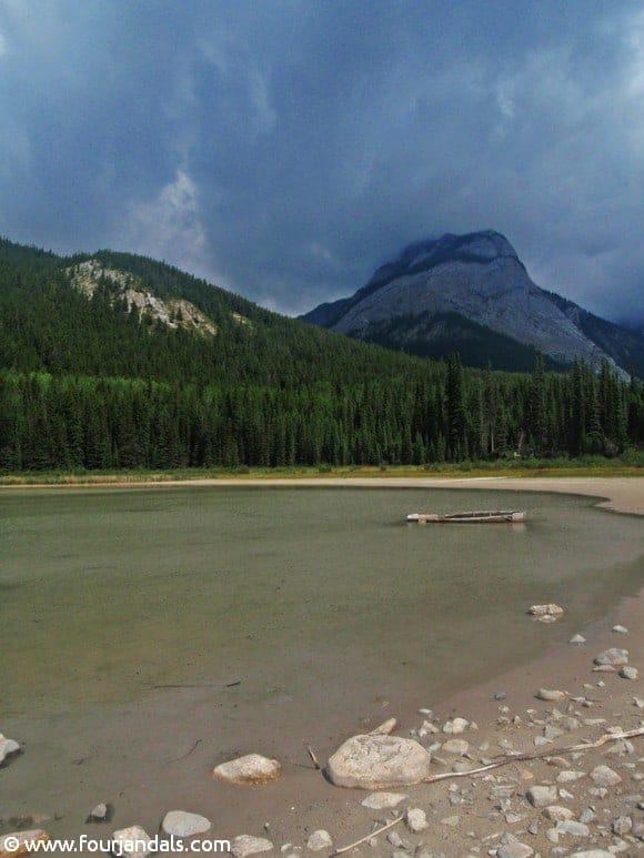 Celestine Lake Sunken Boat, Jasper National Park, Canada