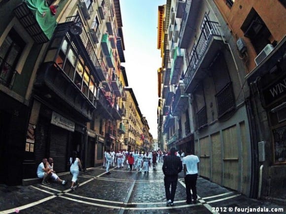 Narrow streets in Pamplona for Festival de San Fermin, Festival of San Fermin, Running with the Bulls