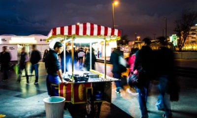 Istanbul Street Food Cart at Night