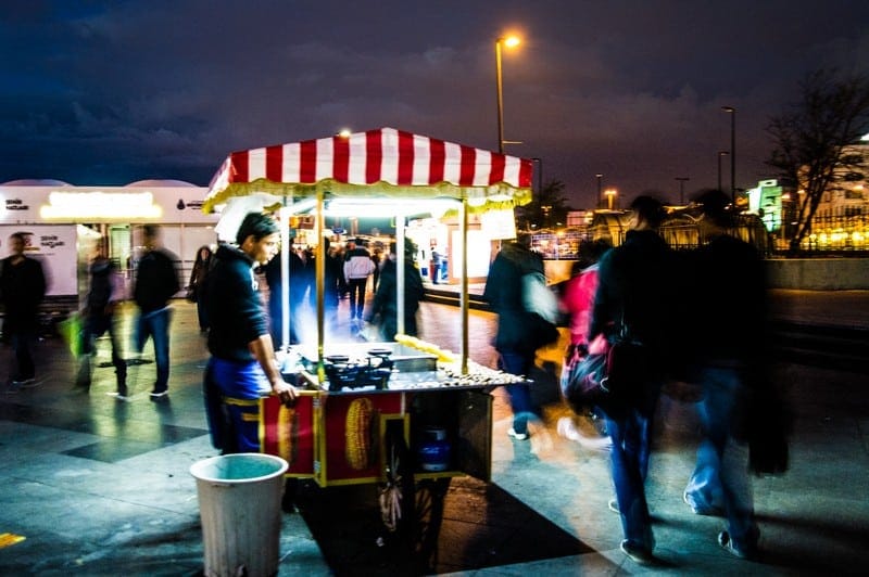 Istanbul Street Food Cart at Night