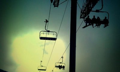 Silhouettes on Chairlifts, La Rosiere Ski Resort, French Alps