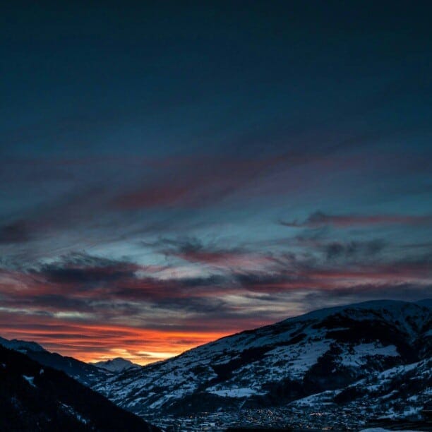 Sunset over Bourg St Maurice, French Alps