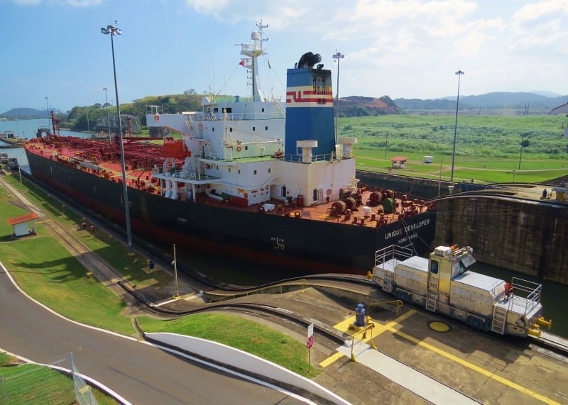 View of Panama Canal from the Miraflores Visitor Center