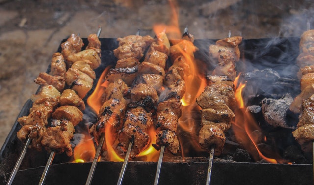 grilled meats on skewers 2233729