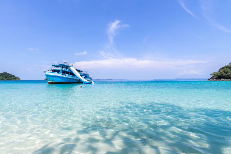 beautiful beach view koh chang island tour boat tourists seascape 1