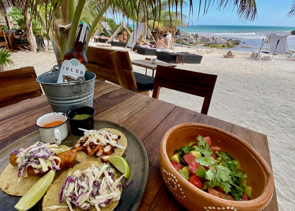 tulum restaurants beer tacos gitano beach club