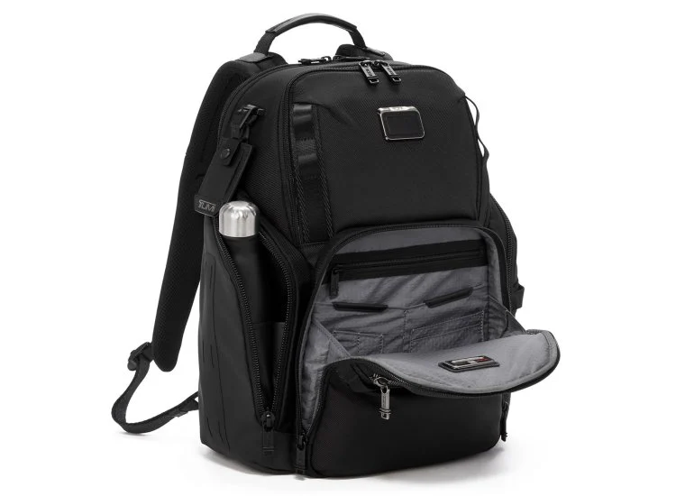TUMI Alpha Bravo Black Search Backpack 142480 1041 Front Unzipped